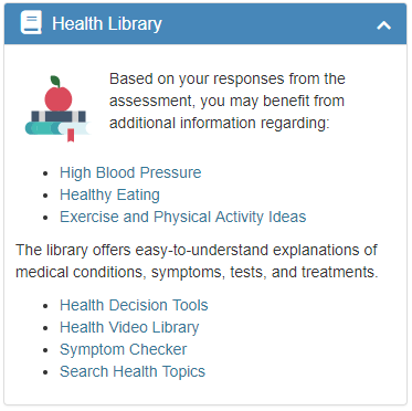 Health Library widget screenshot
