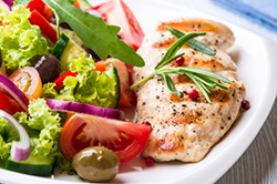 Healthy meal with grilled chicken