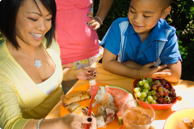 Family eating a healthy dinner