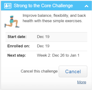 Strong to the Core Challenge Widget