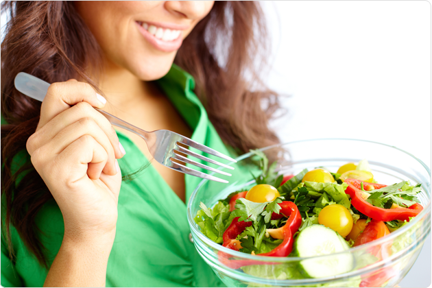 Women eating a salad