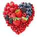 Fruit organized in a heart shape