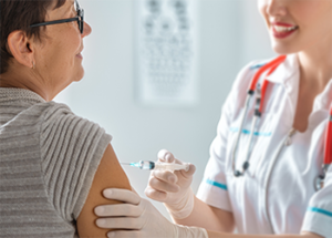 Women getting her flu shot