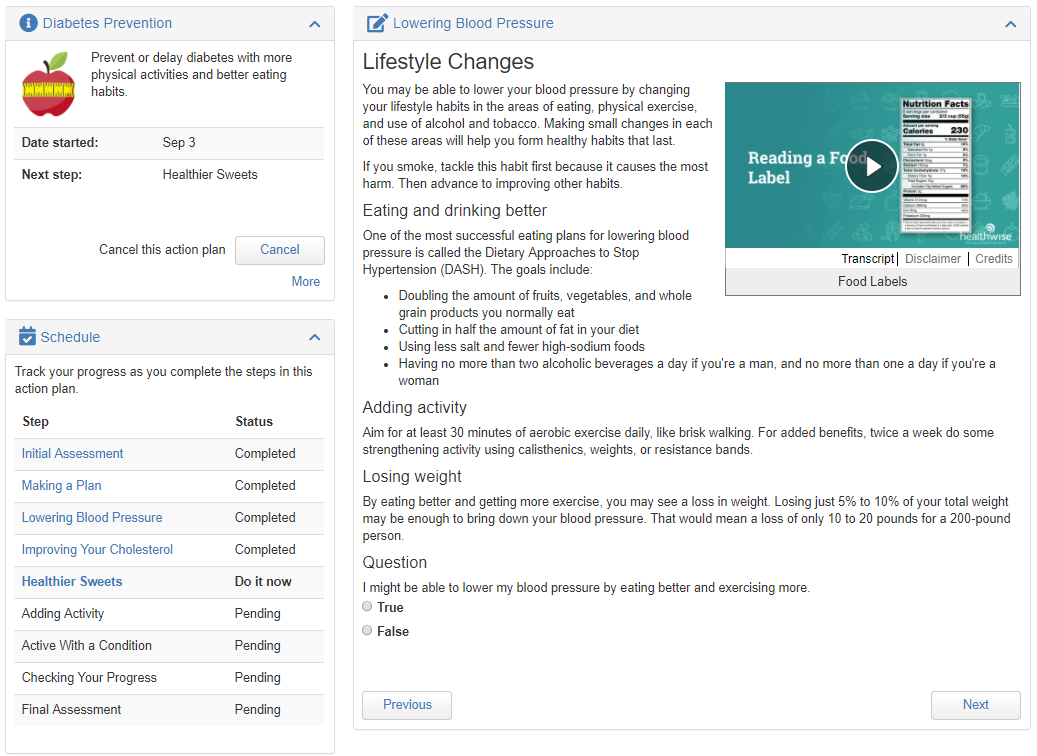 ConXus Steps action plan dashboard