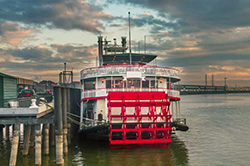 Boat docked on the Mississippi River