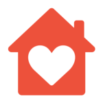 Illustration of a red house with a heart at its center.