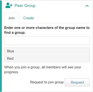 Challenge participant searching for a peer group to join