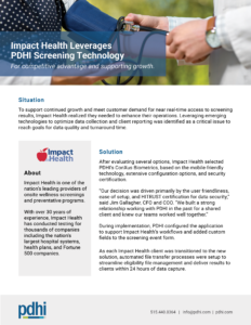 Screenshot of PDHI and Impact Health Success Story PDF