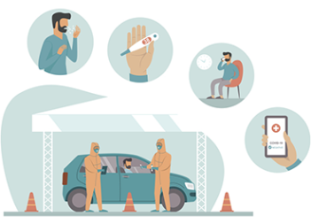 Illustration of a COVID Drive-Thru Process